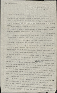 Elise Hillsmith typed letter signed to Bartolomeo Vanzetti, South Danbury, N.H., 3 March 1923