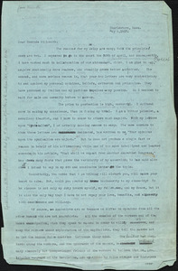 Bartolomeo Vanzetti typed letter (incomplete copy) to Elise Hillsmith, 6 May 1923