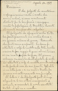Andrea Bevilacqua [pseudonym of Bartolomeo Vanzetti?] manuscript letter signed (in Vanzetti's hand), to friends, [Charlestown], 14 August 1923