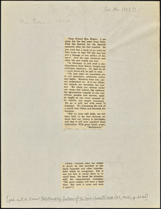 Bartolomeo Vanzetti printed extracts from two letters to [Elizabeth Glendower Evans], [Charlestown, November 1923?]