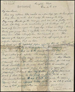 Kate M. Dial autographed letter signed to [Bartolomeo Vanzetti], Kingston, Wash., 21 December 1923