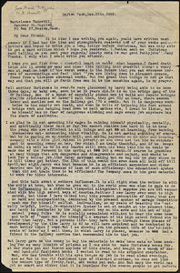 Maude Pettyjohn typed letter signed to Bartolomeo Vanzetti, Dayton, Wash., 26 December 1923