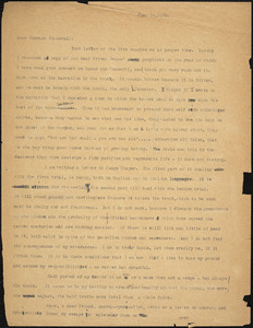 Bartolomeo Vanzetti typed letter (copy) to Alice Stone Blackwell, [Charlestown], 24 January 1924