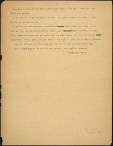 Bartolomeo Vanzetti typed letter (copy) to Alice Stone Blackwell ...