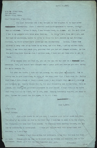 Bartolomeo Vanzetti typed letter (copy) to Mrs. M. O'Sullivan, [Bridgewater Hospital for the Criminally Insane], 18 April 1925 ; Bartolomeo Vanzetti typed note (copy) to Mrs. M. O'Sullivan, [Charlestown], 6 June 1925 ; Bartolomeo Vanzetti typed note (copy) to Mrs. M. O'Sullivan, [Charlestown], 17 June 1926 ; Bartolomeo Vanzetti typed letter (copy) to Mrs. M. O'Sullivan, [Charlestown], 18 January 1927