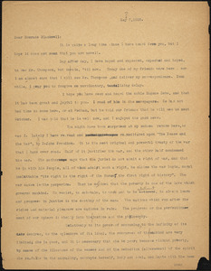 Bartolomeo Vanzetti typed letter (incomplete copy) to Alice Stone Blackwell, [Charlestown], 7 May 1925