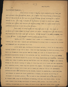 Bartolomeo Vanzetti typed letter (copy) to Alice Stone Blackwell, [Charlestown], 28 May 1925