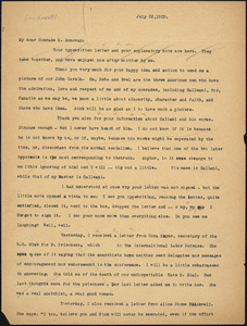 Bartolomeo Vanzetti typed letter (copy) to Mary Donovan, [Charlestown], 22 July 1925