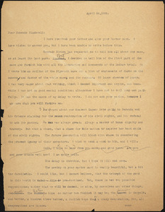 Bartolomeo Vanzetti typed letter (copy) to Alice Stone Blackwell, [Charlestown], 24 April 1926