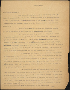 Bartolomeo Vanzetti typed letter (copy) to Alice Stone Blackwell, [Charlestown], 13 May 1926