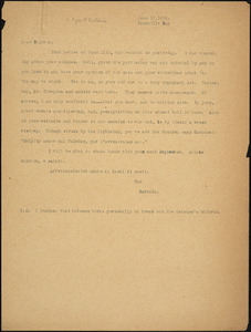 Bartolomeo Vanzetti typed letter (copy) to Roger Nash Baldwin, [Charlestown], 17 June 1926