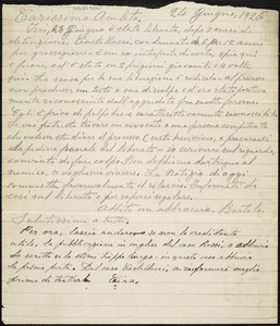 Bartolomeo Vanzetti autographed letter signed to Amleto [Fabbri], [Charlestown], 24 June 1926