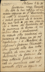 Giovanni Germanetto autographed letter signed to Bartolomeo Vanzetti, Milan, 5 July 1925