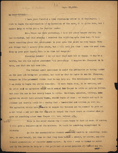 Bartolomeo Vanzetti typed letter (copy) to "My dear Friend" [Roger Nash Baldwin], 30 September 1926