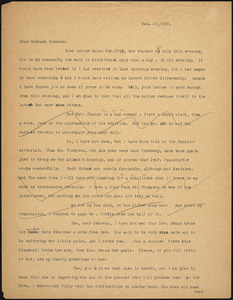 Bartolomeo Vanzetti typed letter (copy) to Mary Donovan, [Charlestown], 28 February 1927
