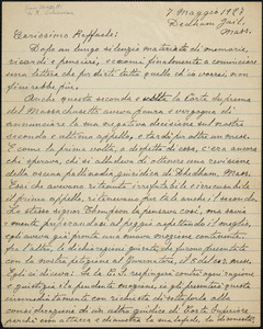 Bartolomeo Vanzetti autographed letter (incomplete) to Raffaele [Schiavina], Dedham, 7 May 1927