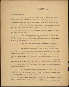 Bartolomeo Vanzetti typed letter (copy) to Jessica Henderson, Dedham, 12 May 1927