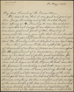 Bartolomeo Vanzetti autographed letter signed to the Sacco-Vanzetti Defense Committee, [Dedham], 24 May 1927