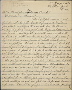 Bartolomeo Vanzetti autographed letter signed to "Il Nuovo Mundo", Dedham, 11 June 1927