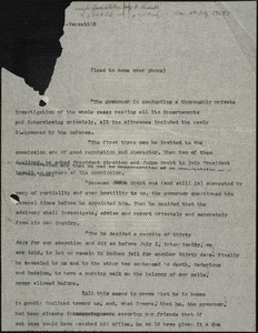 Bartolomeo Vanzetti typed excerpts from a letter to the [Sacco-Vanzetti Defense Committee], [Charlestown, 20 July 1927?]