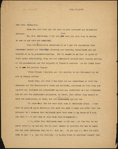Bartolomeo Vanzetti typed letter (copy) to Jessica Henderson, [Charlestown], 21 July 1927