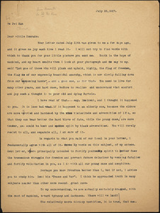 Bartolomeo Vanzetti typed letter (copy) to Pei Kan Li, [Charlestown], 23 July 1927