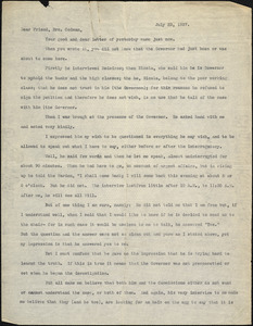 Bartolomeo Vanzetti typed letter (copy) to Katherine B. Codman, [Charlestown], 23 July 1927