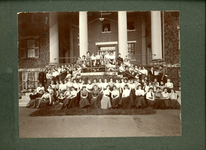 Abbot Academy Girls in front of Abbot Hall