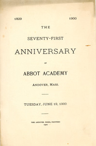 Seventy-first anniversary of Abbot Academy program, Sarah (Sallie) M. Field, Abbot Academy, class of 1904