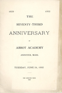 Seventy-third anniversary of Abbot Academy program, Sarah (Sallie) M. Field, Abbot Academy, class of 1904
