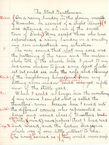 "The Stout Gentleman" essay by Sarah (Sallie) M. Field, Abbot Academy, class of 1904