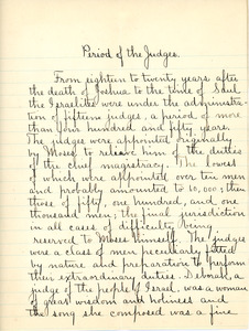 "Period of the Judges" essay by Sarah (Sallie) M. Field, Abbot Academy, class of 1904