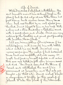 "Life of David" essay by Sarah (Sallie) M. Field, Abbot Academy, class of 1904