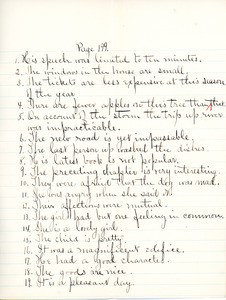 "Page 199" English III exercise by Sarah (Sallie) M. Field, Abbot Academy, class of 1904