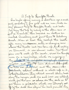 "A Trip to Hampton Beach" essay for English III by Sarah (Sallie) M. Field, Abbot Academy, class of 1904