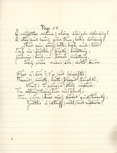 "Page 54" writing exercise for English III by Sarah (Sallie) M. Field, Abbot Academy, class of 1904