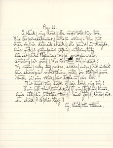 "Page 62" writing exercise for English III by Sarah (Sallie) M. Field, Abbot Academy, class of 1904