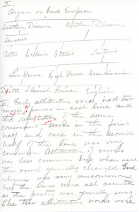 English Literature graded outline by Sarah (Sallie) M. Field, Abbot Academy, class of 1904