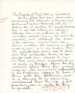 "The President's Peril not an Accident" essay for English IV by Sarah (Sallie) M. Field, Abbot Academy, class of 1904