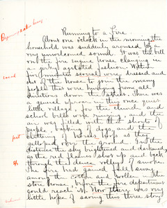 "Running to a Fire" essay for English IV by Sarah (Sallie) M. Field, Abbot Academy, class of 1904