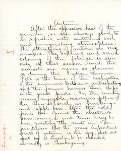 "Auntumn" essay for English IV by Sarah (Sallie) M. Field, Abbot Academy, class of 1904