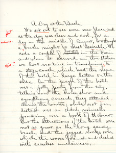 "A Day at the Beach" essay for English IV by Sarah (Sallie) M. Field, Abbot Academy, class of 1904