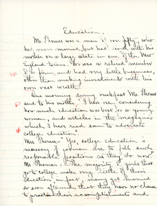 "Education" essay for English IV by Sarah (Sallie) M. Field, Abbot Academy, class of 1904