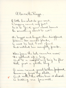 "A Bee on the Piazza" poem for English IV by Sarah (Sallie) M. Field, Abbot Academy, class of 1904