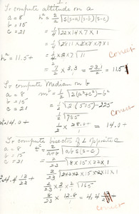 Algebra assignment completed b Sarah (Sallie) M. Field, Abbot Academy, class of 1904