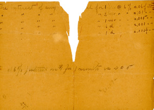 Scrap with percentages written out by Sarah (Sallie) M. Field, Abbot Academy, class of 1904