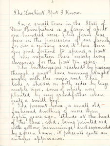 "The Lovliest Spot I Know" essay by Sarah (Sallie) M. Field, Abbot Academy, class of 1904
