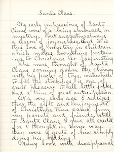 "Santa Claus" essay by Sarah (Sallie) M. Field, class of 1904