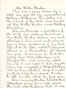 "Wee Willie Winkie" essay by Sarah (Sallie) M. Field, Abbot Academy, class of 1904