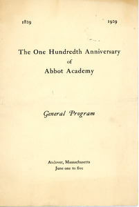One-hundredth anniversary of Abbot Academy program, Sarah (Sallie) M. Field, Abbot Academy, class of 1904